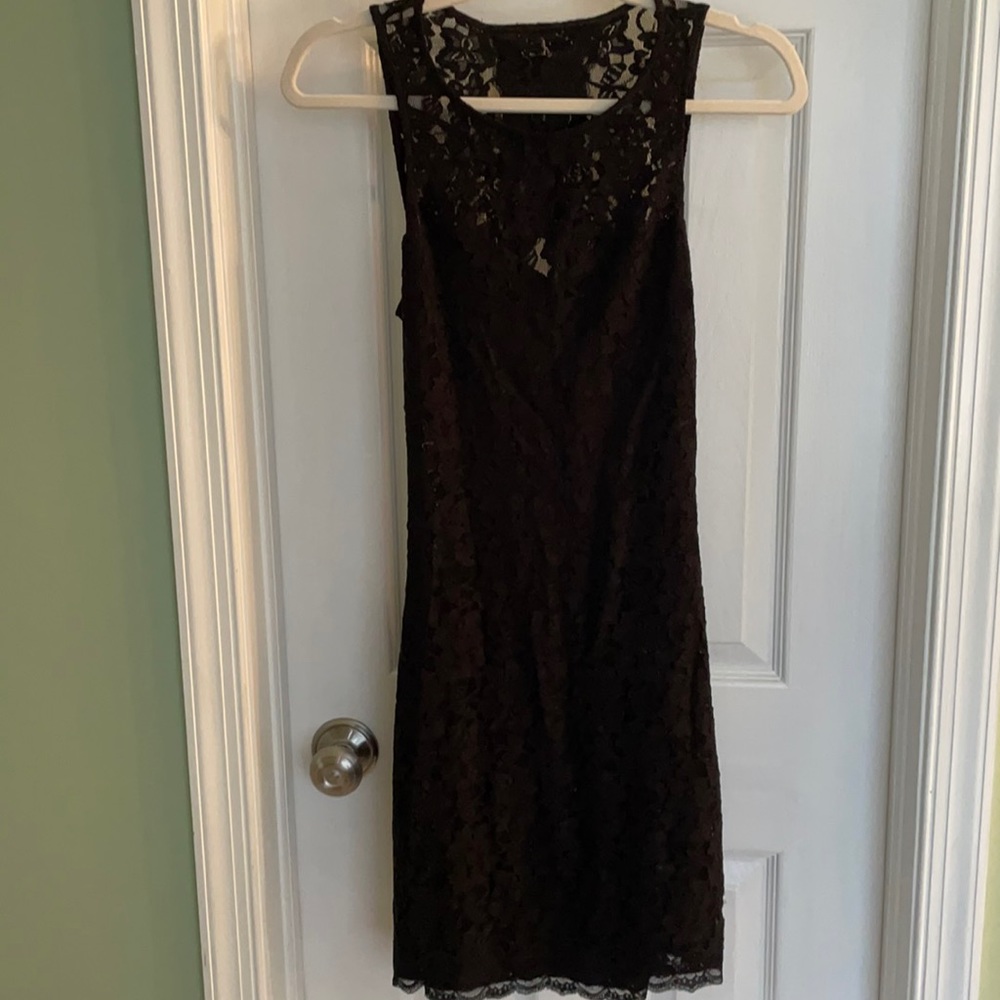 Little black lace dress with keyhole back